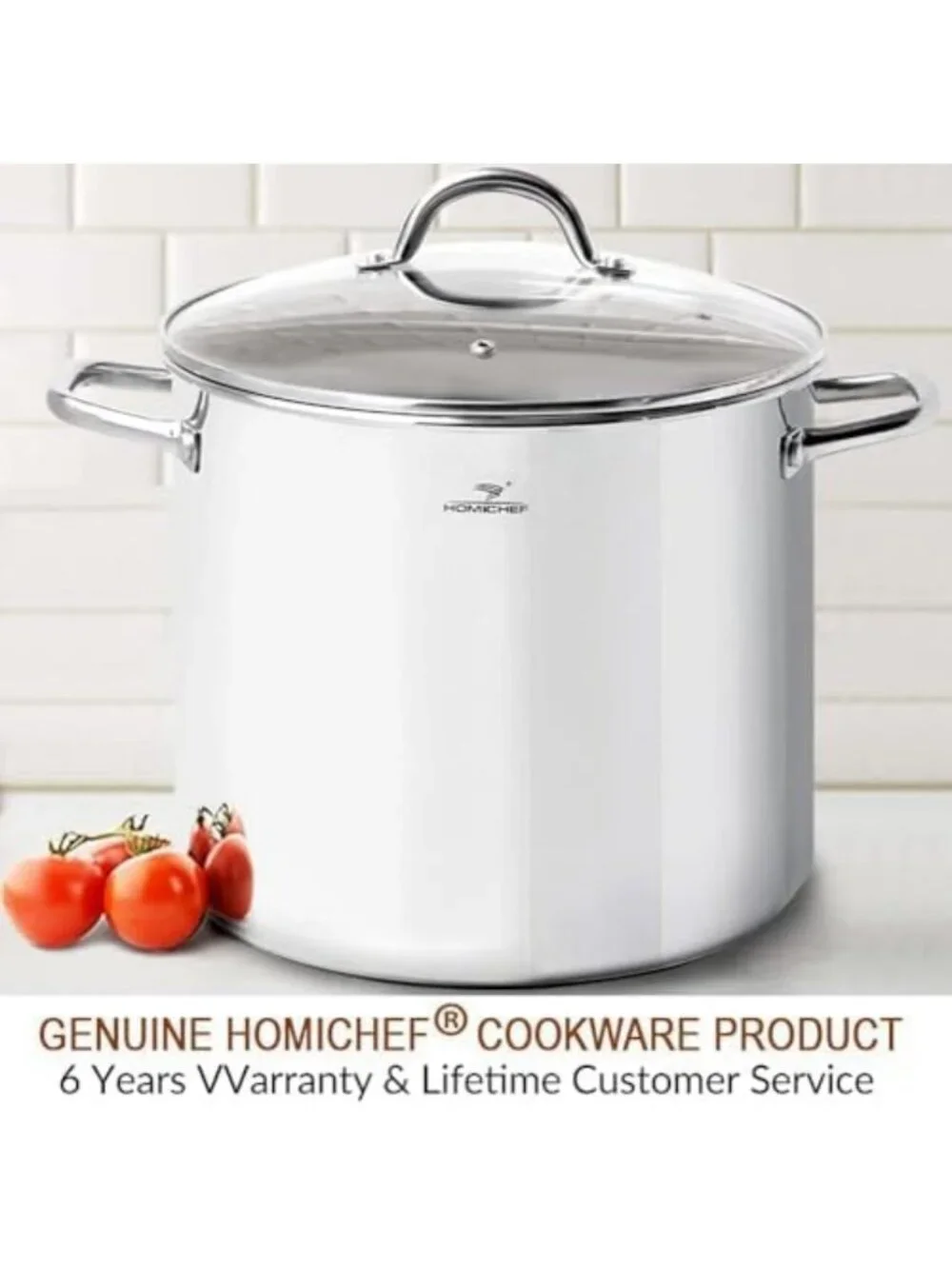 24 Quart Stainless Steel Stock Pot with Lid - Heavy Duty Induction Cookware